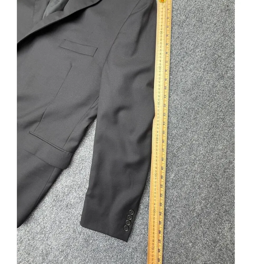 Lauren Ralph Lauren Mens 48L Black Wool Blend Sport Coat Stretch Blazer